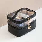 2 layers Clear Vinyl Makeup Bag Organizer With Compartments