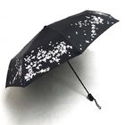 Water Discoloration Three Portable Folding Umbrella With Black Coating