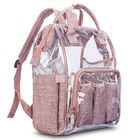 Clear PVC Linen Baby Backpack Diaper Bag With Insulated Pouch